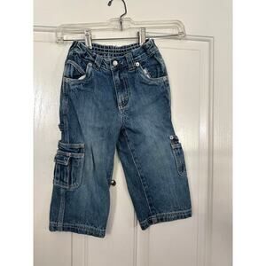 Vintage Gymboree Kids' Blue Jean Cargo Denim Jean Size 2T carpenter